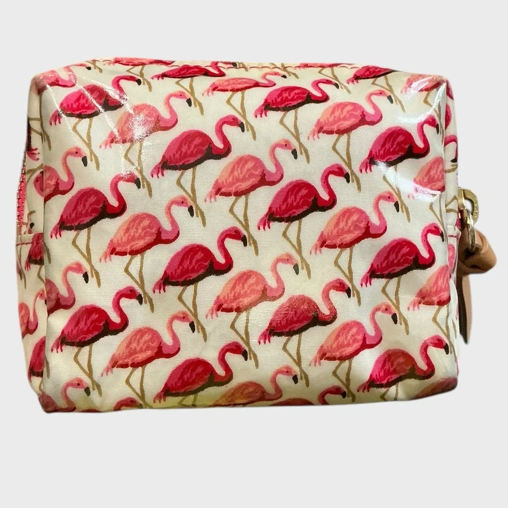 Tory Burch Flamingo Print Small Cosmetic Pouch Travel Makeup Bag